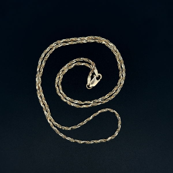Closeup photo of 14K YG Diamond Cut Rope Chain Necklace 5.2g, 20"
