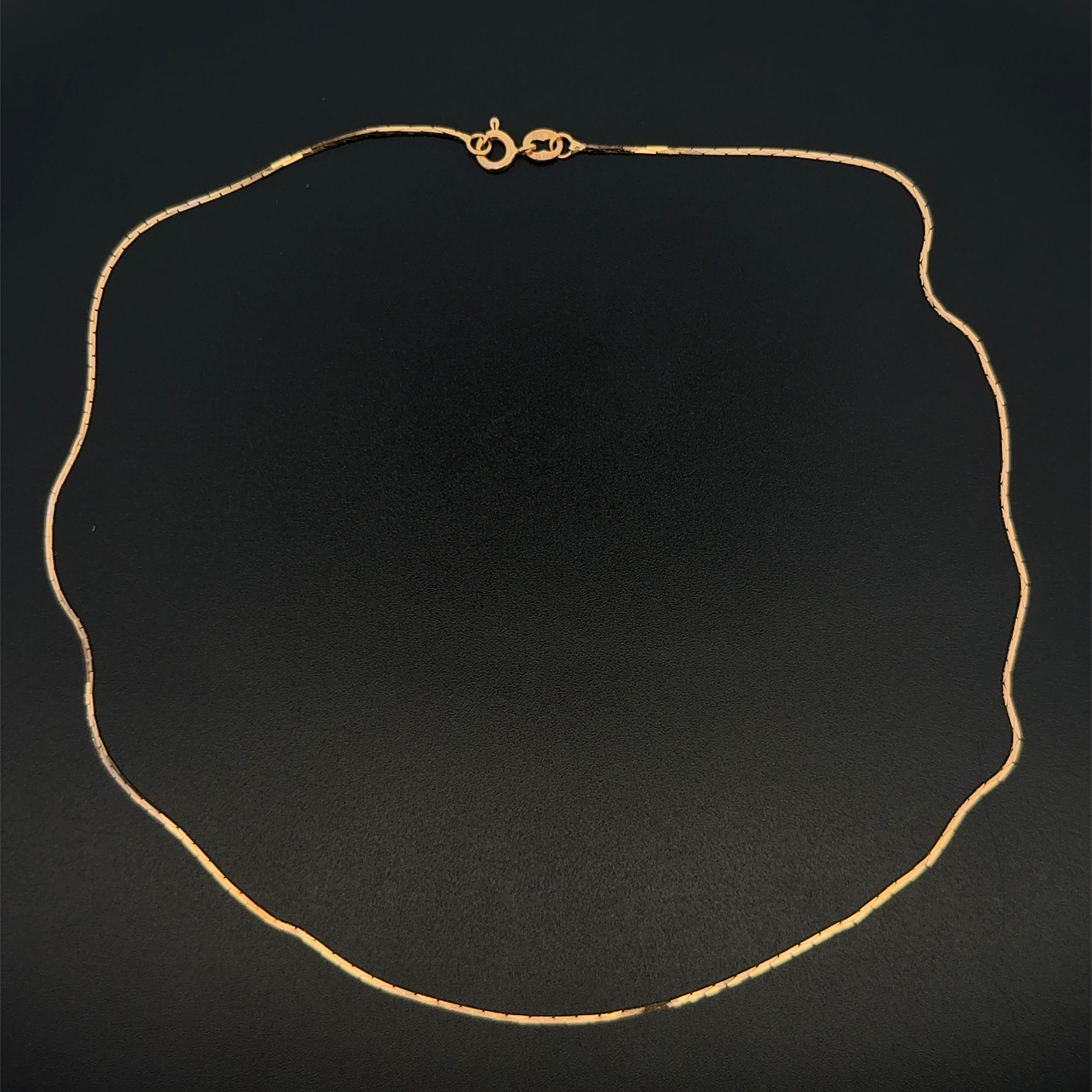 14K YG Flat Link Chain Necklace 2.0g, 14.75"