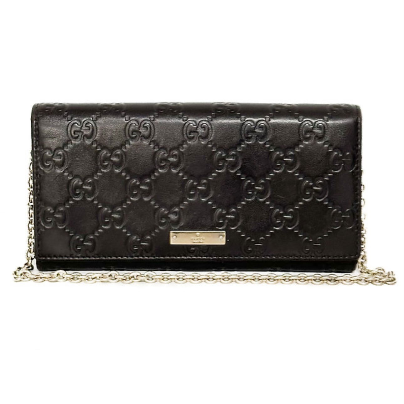 Gucci Brown Leather GG Leather WOC/Crossbody