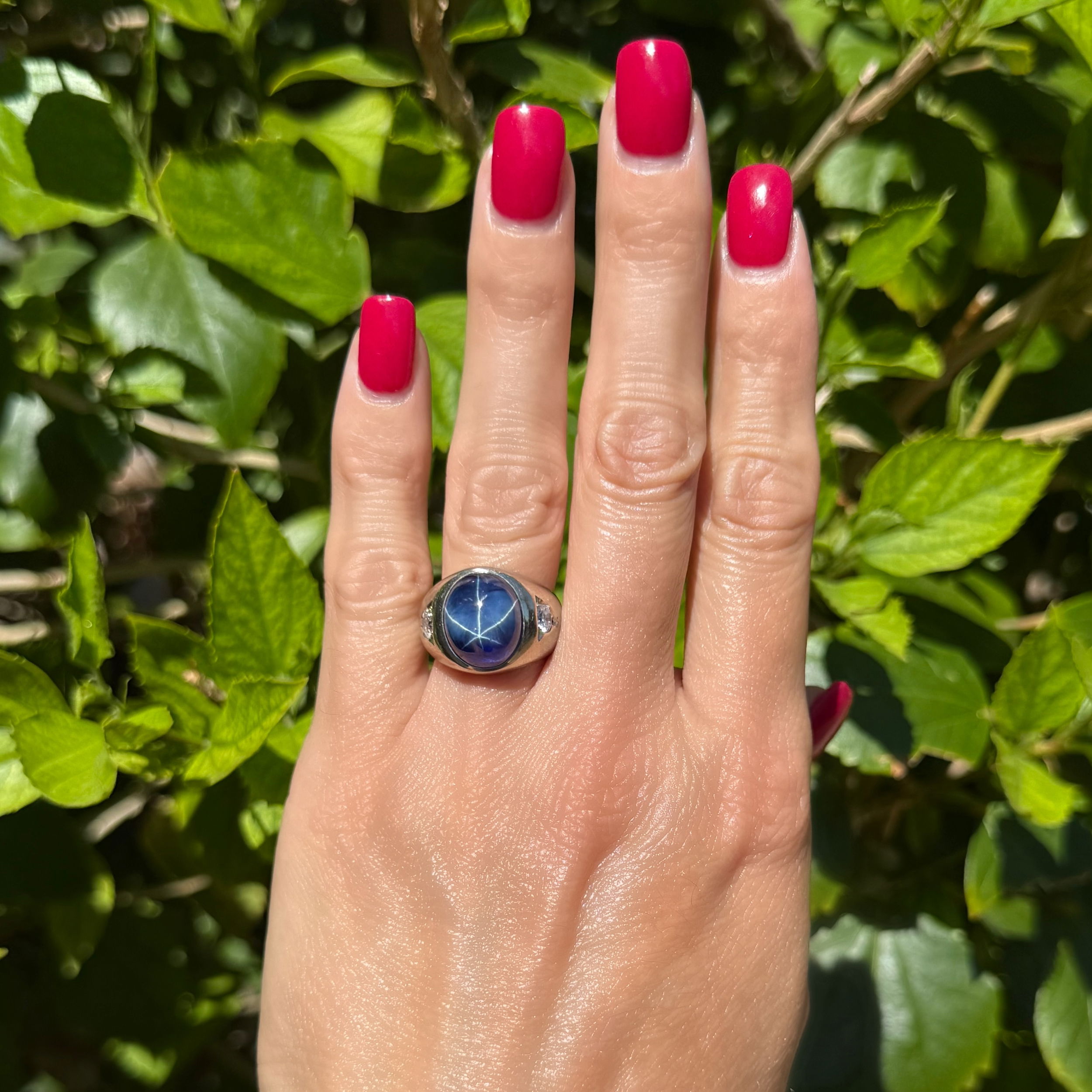14K WG 8ct Lab Sapphire & .50tcw RBC Diamond Gents Ring 12.6g, s7 14K WG 8ct Lab Sapphire & .50tcw RBC Diamond Gents Ring 12.6g, s7