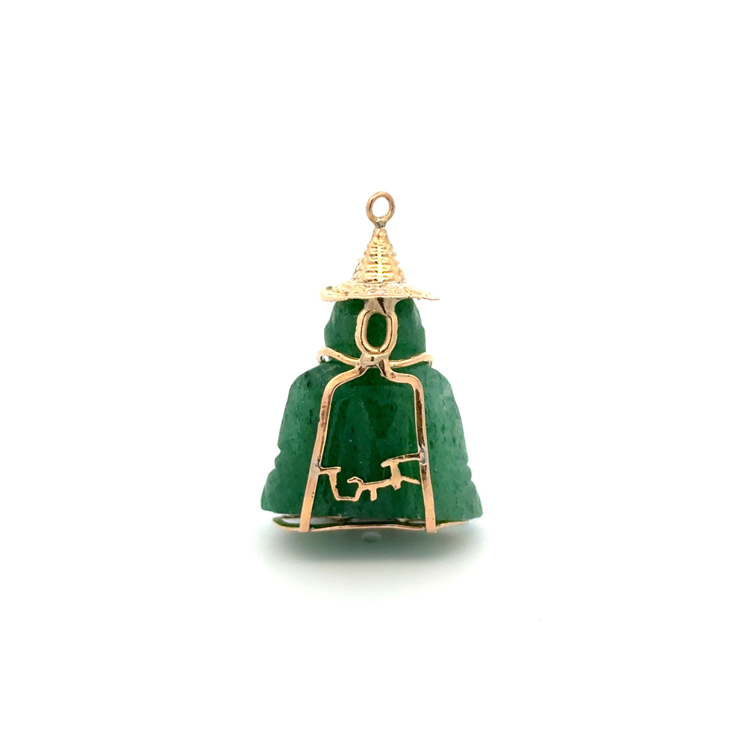 14K YG Jade Buddha Charm Pendant 5.7g