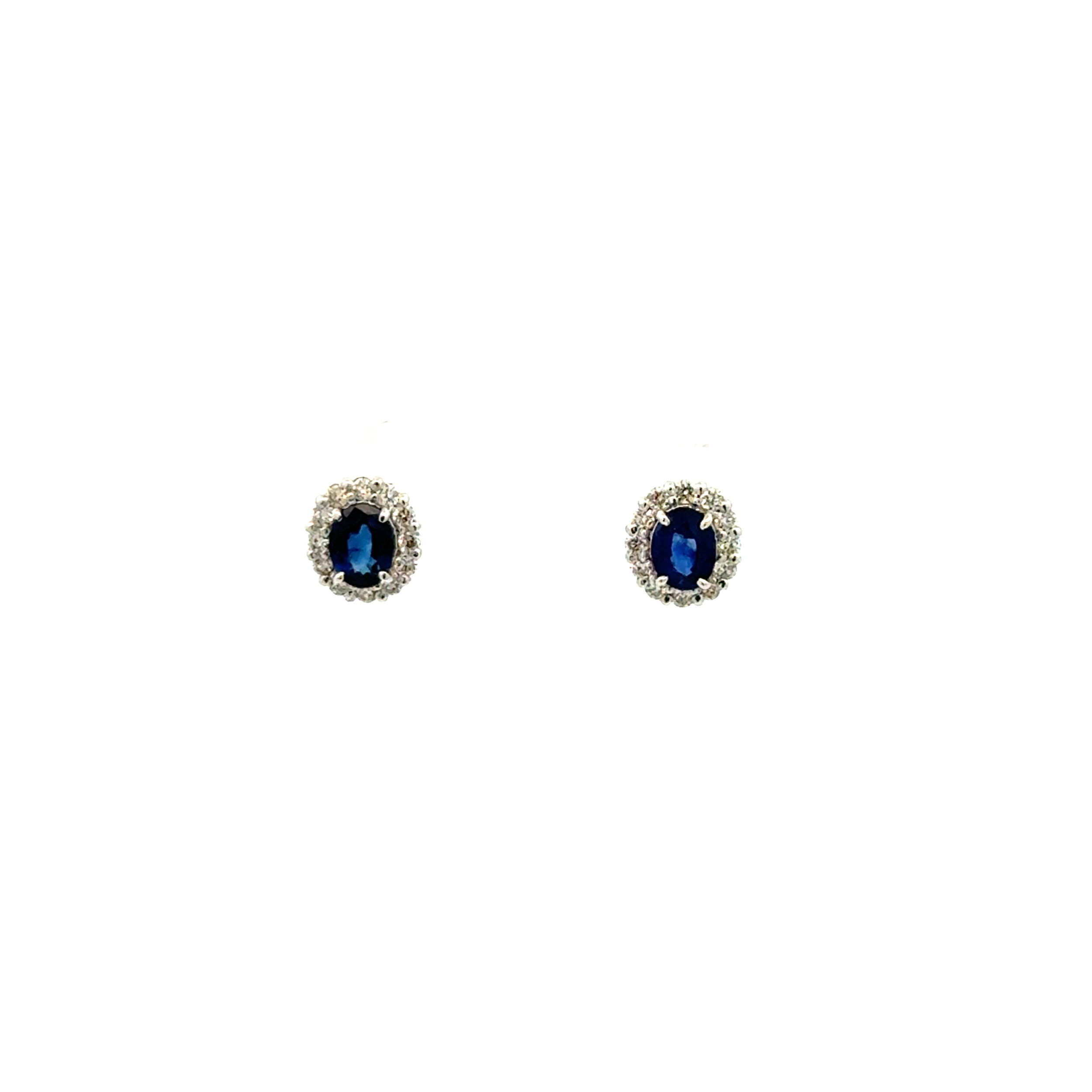 Platinum .56tcw Oval Sapphire & .16tcw RBC Diamond Halo Earrings .8g Platinum .56tcw Oval Sapphire & .16tcw RBC Diamond Halo Earrings .8g