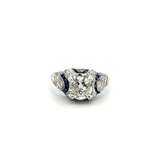 Closeup photo of Platinum Art Deco 1.55ct OEC, .85tcw Sapphire & .36tcw Diamond Ring 3.7g, s5.75