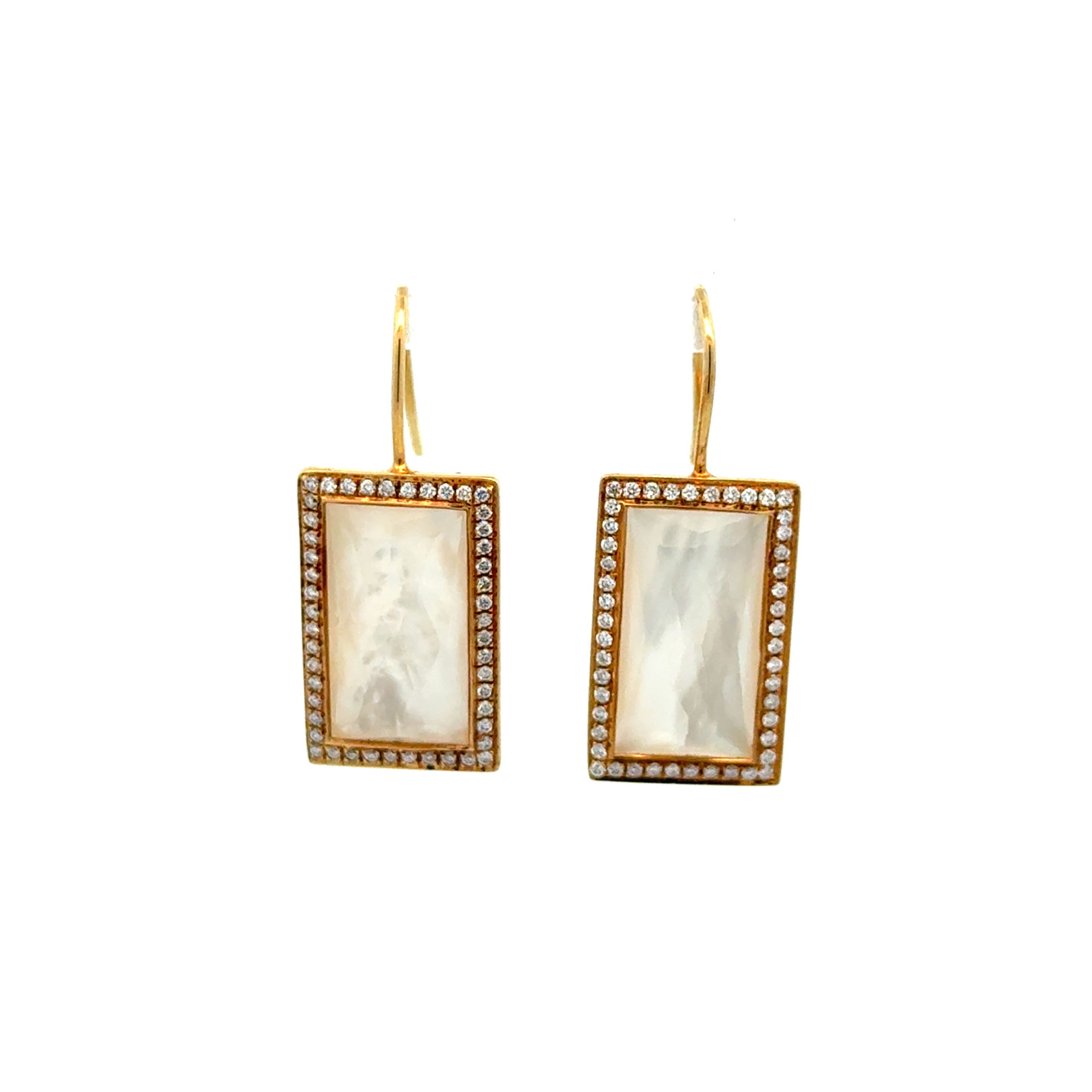 18K YG IPPOLITA Mother of Pearl Doublet & .48tcw Pave Diamond Drop Square Earrings 6.7g