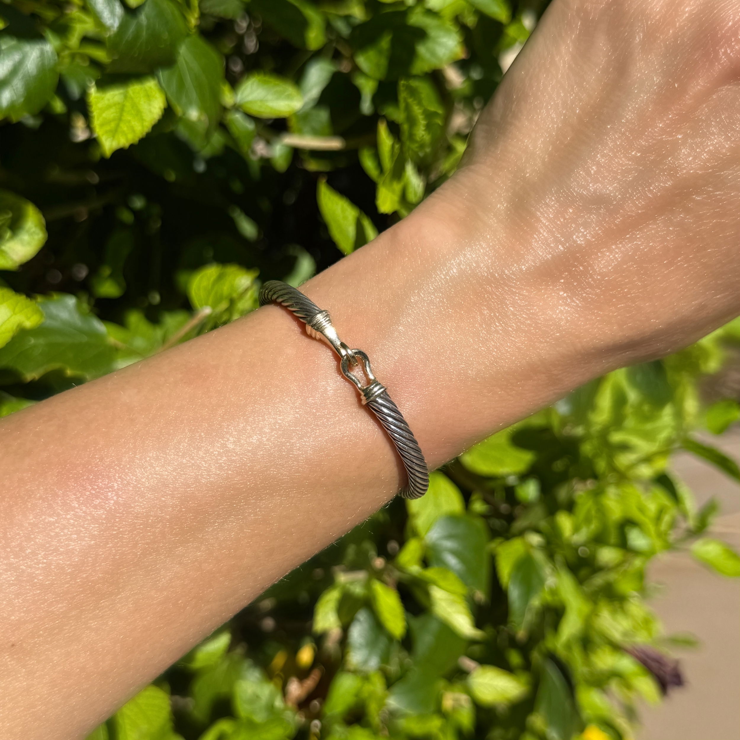 14K & 925 DAVID YURMAN 5mm Cable Bangle Hook Closure Bracelet 27.5g 14K & 925 DAVID YURMAN 5mm Cable Bangle Hook Closure Bracelet 27.5g