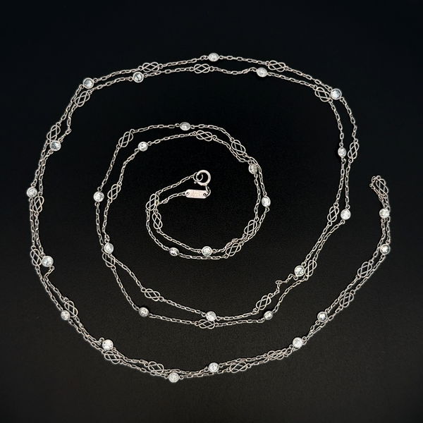 Closeup photo of Platinum Art Deco 2.80tcw Diamond 30 Stone & Link Chain 9.4g, 50"