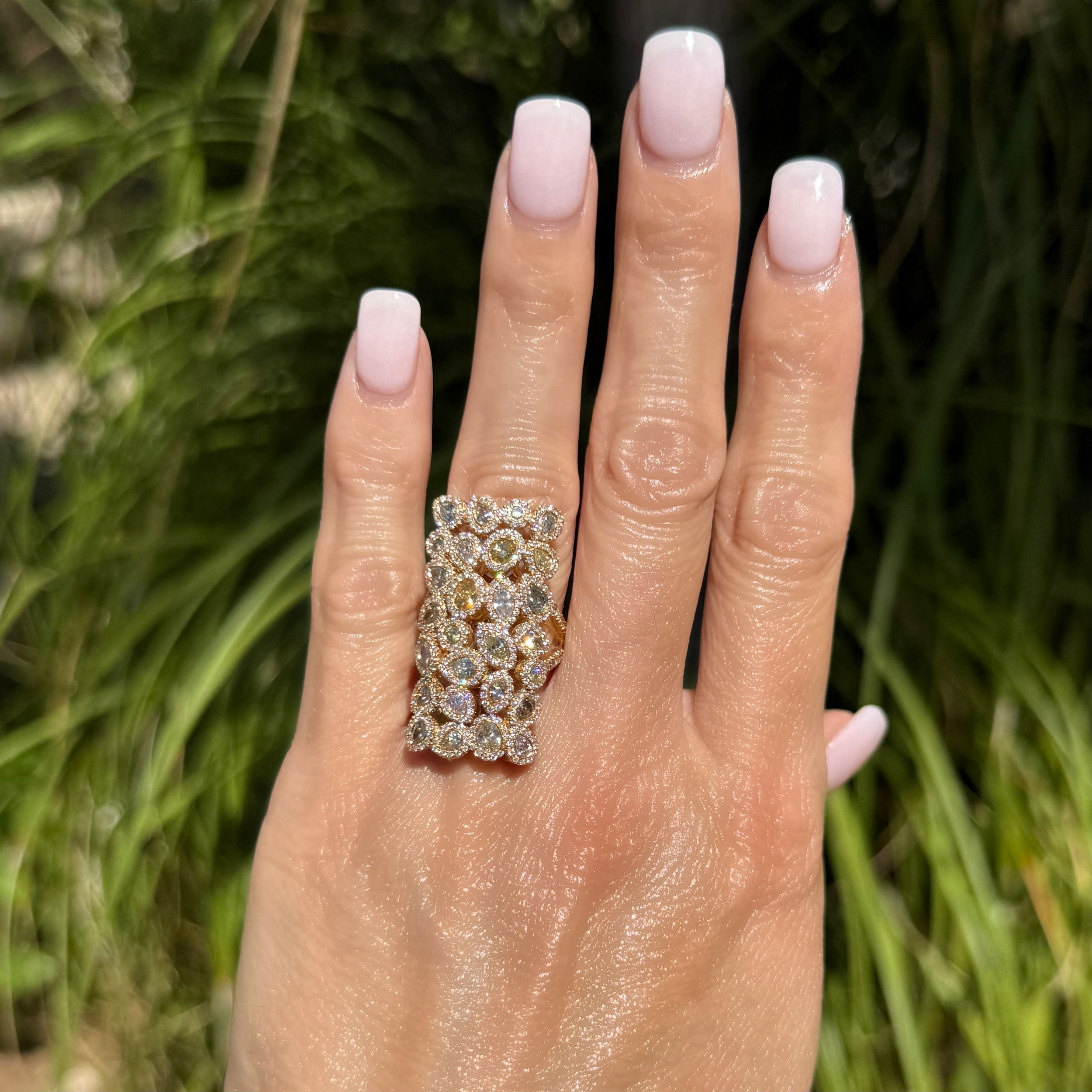 18K YG JANA 2.96tcw Natural Fancy Color & 1.68tcw Diamond Dome Ring 11.5g, s8 R2807R 18K YG JANA 2.96tcw Natural Fancy Color & 1.68tcw Diamond Dome Ring 11.5g, s8 R2807R