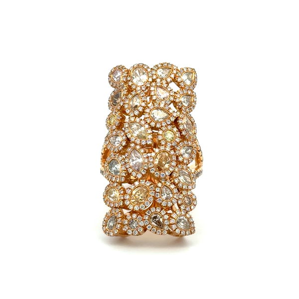 Closeup photo of 18K YG JANA 2.96tcw Natural Fancy Color & 1.68tcw Diamond Dome Ring 11.5g, s8 R2807R