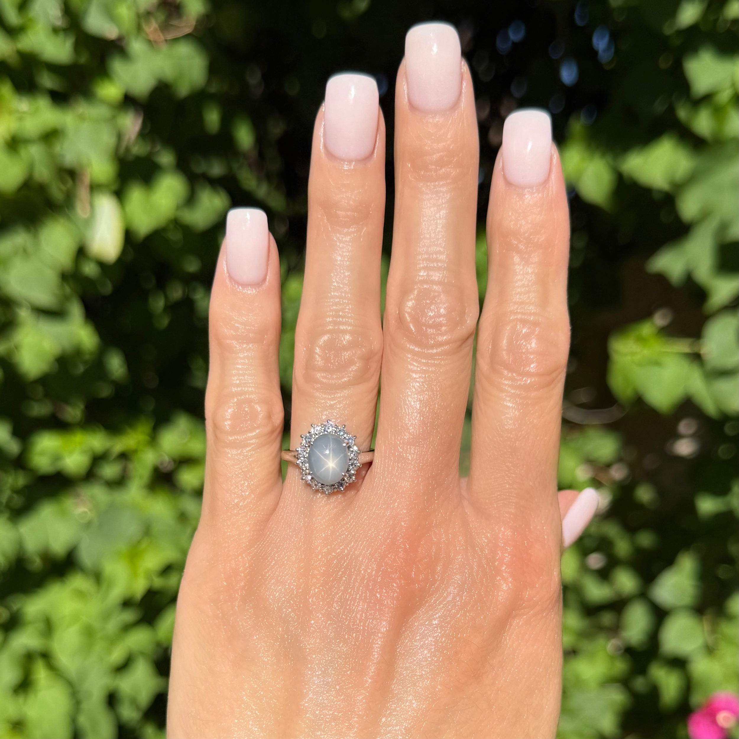 Platinum 5.77ct Star Sapphire & .56tcw RBC Diamond Ring 7.0g, s6.25