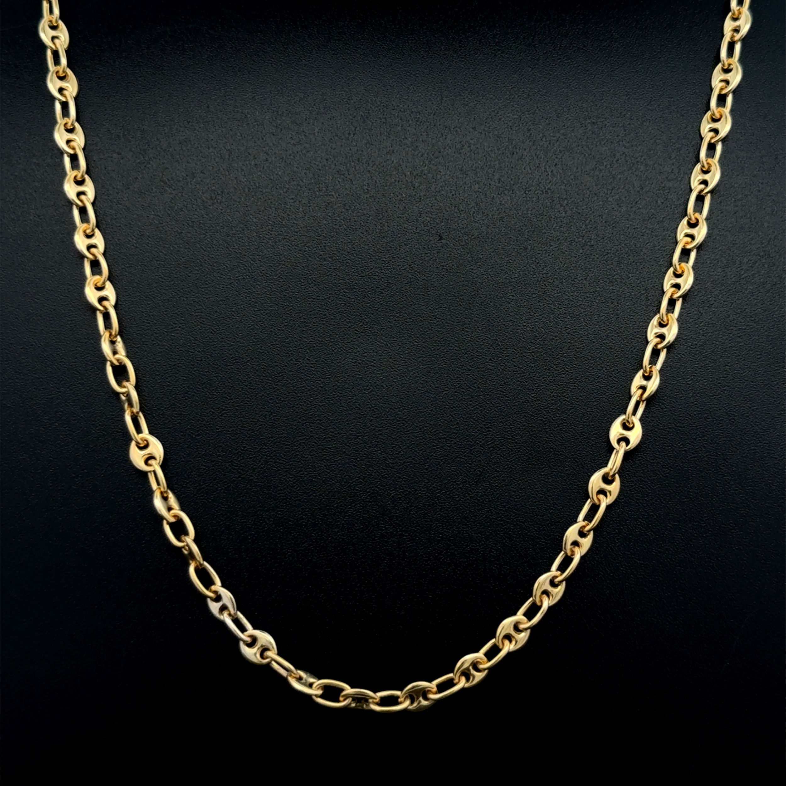 14K YG Anchor Link Mariners Chain Necklace 12.8g, 21"