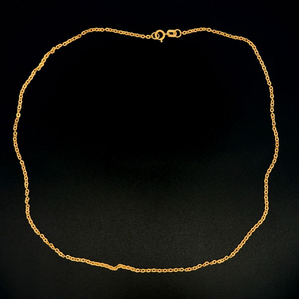 Closeup photo of 14K YG Rolo Link Chain Neckllace .85g, 15"