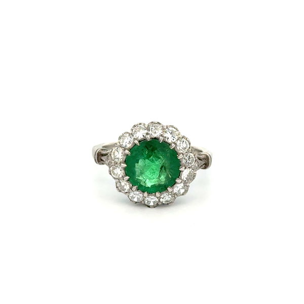 Closeup photo of Platinum 2.25tcw Round Emerald & .80tcw OEC Diamond Ring 5.5g, s6