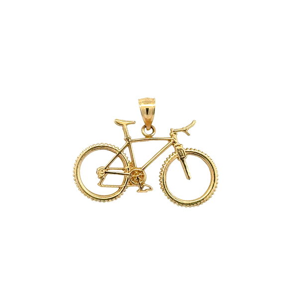 Closeup photo of 14K YG Bicycle Pendant Charm 1.6g