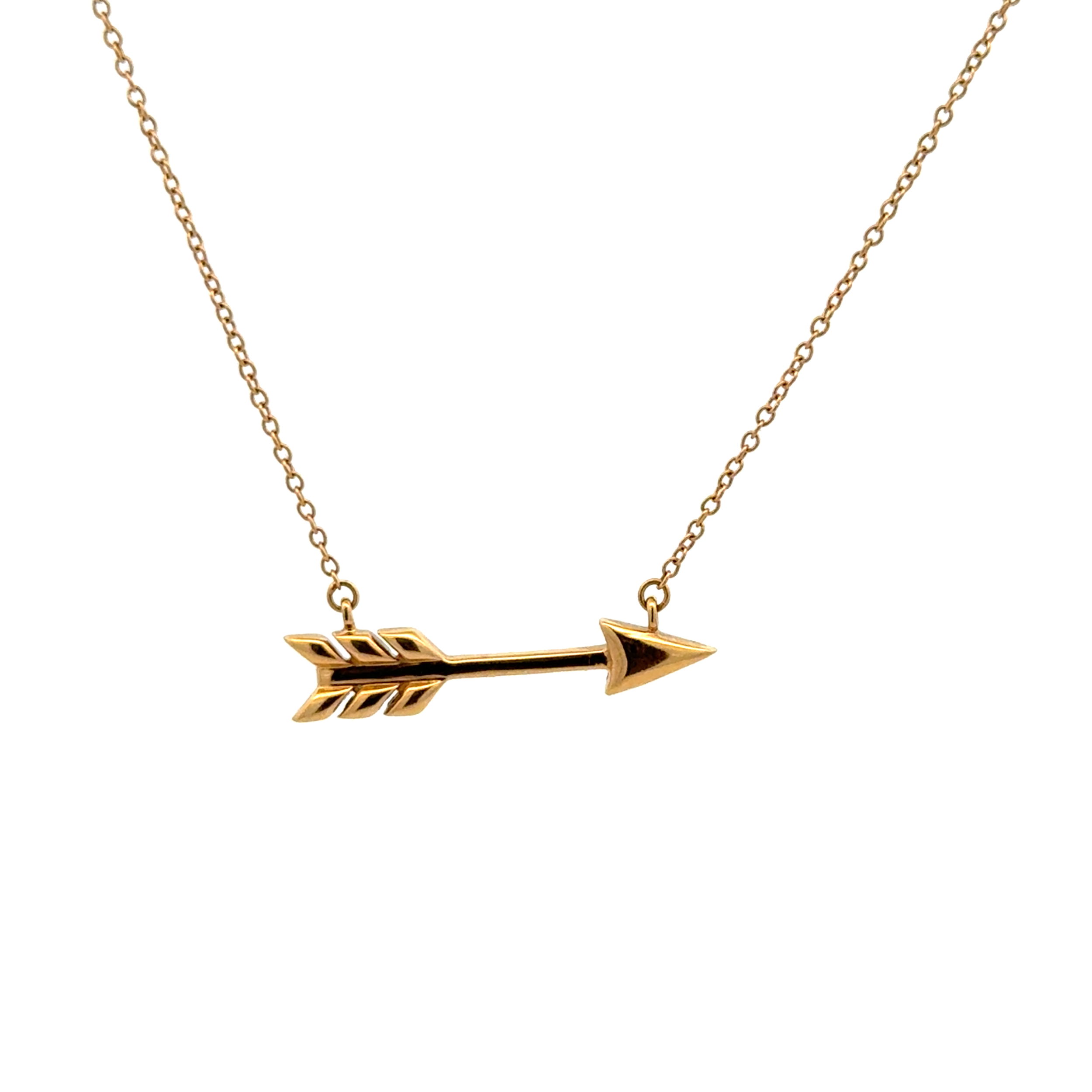 14K YG Petite Gold Arrow Pendant Necklace 2.7g, 18"