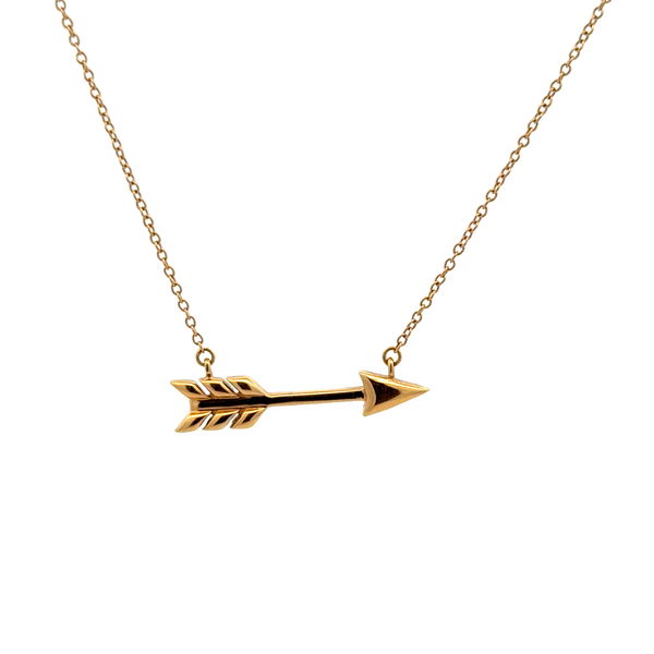Closeup photo of 14K YG Petite Gold Arrow Pendant Necklace 2.7g, 18"