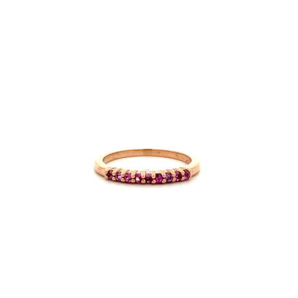 Closeup photo of 14K RG .28tcw Pink Sapphire 2.2mm Band Ring 2.3g, s7
