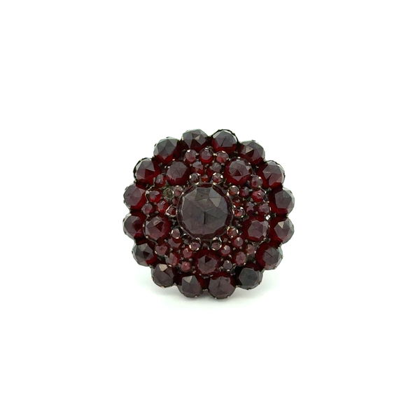 Closeup photo of 9K YG Victorian Bohemian 5.00tcw Garnet Cluster Ring 8.2g, s4.5