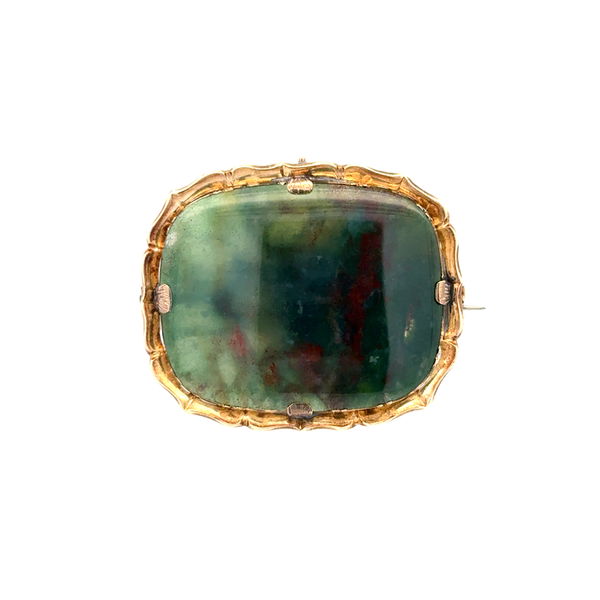 Closeup photo of 9K YG Victorian 15ct Cushion Shape Portrait Agate Brooch 7.7g