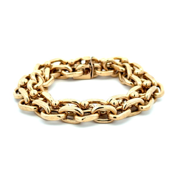 Closeup photo of 14K YG Double Row Chain Link 15.00mm Wide Bracelet 33.3g, 7.5"