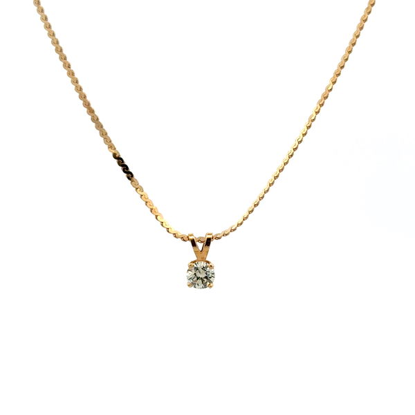 Closeup photo of 14K YG .35ct RBC Diamond Solitaire Pendant Necklace 2.9g, 16"