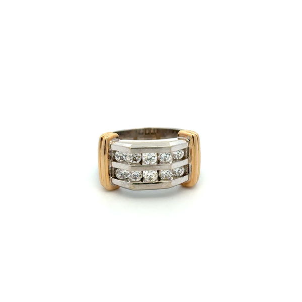 Closeup photo of 10K 2tone Gents 1.00tcw RBC Diamond 2 Row Ring 12.4g, s9