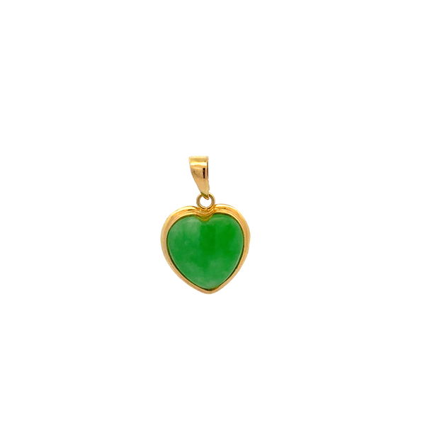 Closeup photo of 14K YG 2.50ct Heart Shape Jadeite Jade Pendant Charm 1.3g