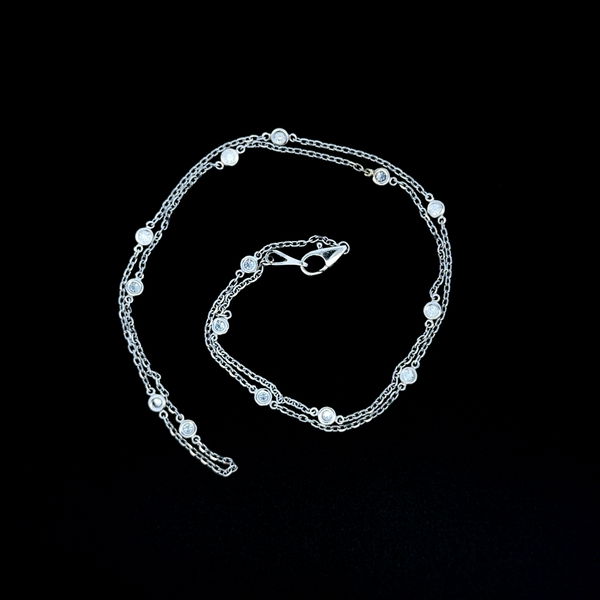 Closeup photo of 14K WG 14 RBC .56tcw Diamonds by the Yard Necklace 3.0g, 18"