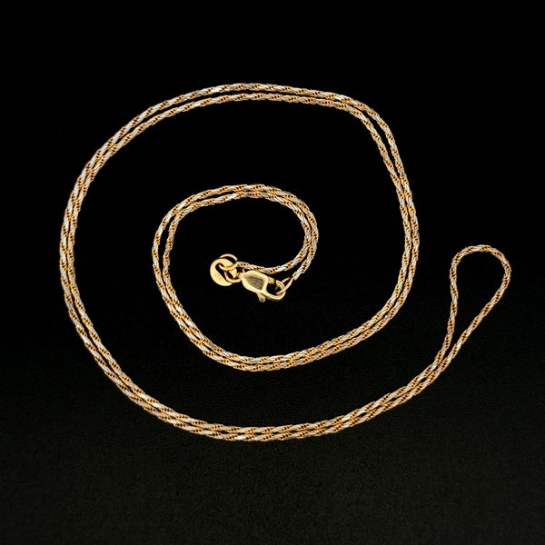 Closeup photo of 14K 2tone Aurafin Twisted Rope Weave Chain Necklace 4.9g, 24"