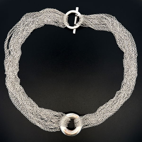 Closeup photo of 925 Serling TIFFANY & CO Elsa Peretti Circle Multi Strand Necklace 40.5g, 16"
