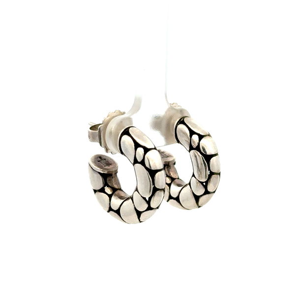 Closeup photo of 925 Sterling John Hardy Bamboo Open Hoop Earrings 10.3g, .75"