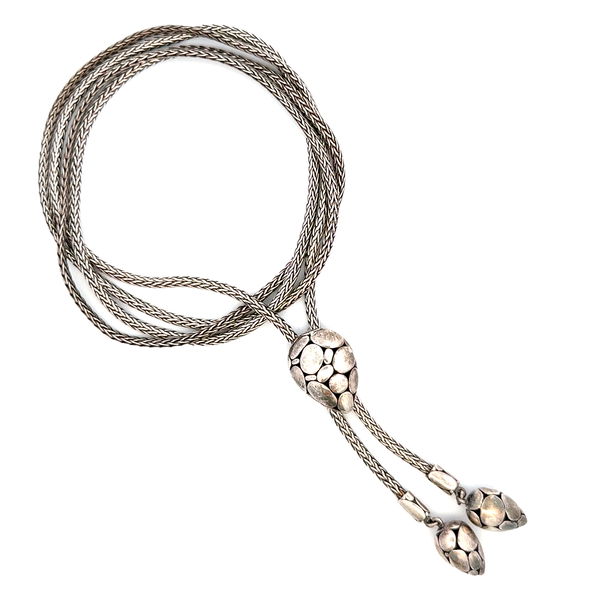 Closeup photo of 925 Sterling John Hardy Bamboo Lariat Drop Necklace 30.0g, 36"