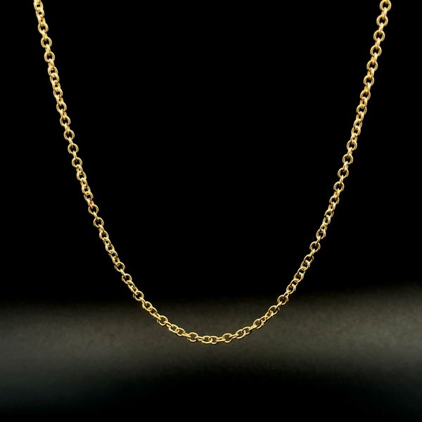 Closeup photo of 14K YG Rolo Link Chain Necklace 4.5g, 28"