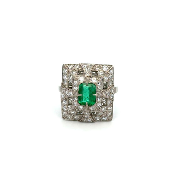 Closeup photo of Platinum .86 Emerald & 1.26tdw RBC Diamonds Ring 7.9g, s7