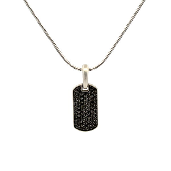 Closeup photo of 925 Sterling David Yurman Men's 21mm Chevron Tag Black Diamonds 9.8g, 18"