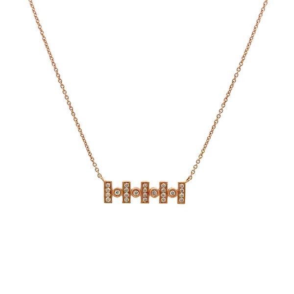 Closeup photo of 14K RG .20tcw RBC Diamond Dot Dash Necklace g, 1.9g, 16"