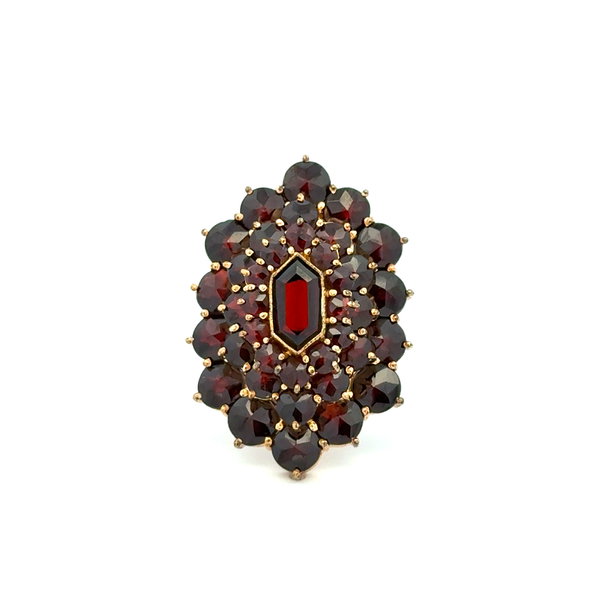 Closeup photo of 14K YG Bohemian 3.00tw Garnet Dome Cluster Ring 7.5g, s7