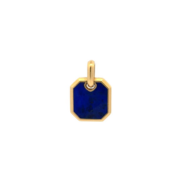 Closeup photo of 18K YG David Yurman Octagonal Lapis Amulet 15mm Pendant 4.7g