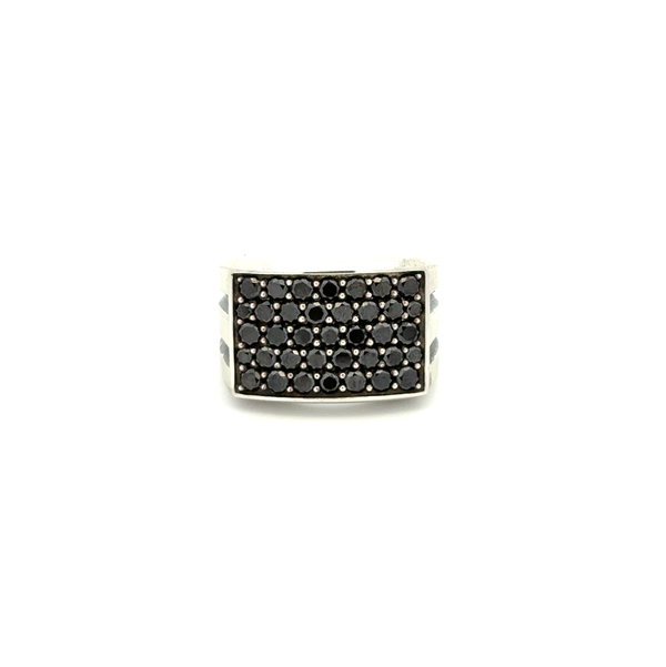 Closeup photo of 925 Sterling David Yurman Black Diamonds Beveled 15.2mm Signet RIng 19.1g, s7.5
