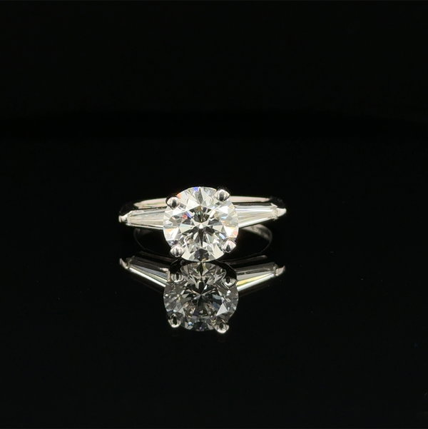 Closeup photo of Platinum 2.04ct RBC Lab Grown Diamond & .50tcw Tapered Baguette Diamond Ring 4.3g, s4