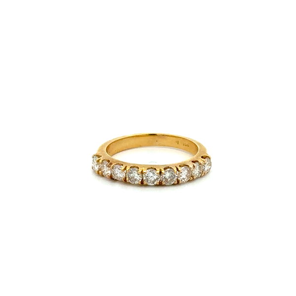 Closeup photo of 18K YG .85tcw RBC 9 Diamond Band Ring 3.3g, s5.75
