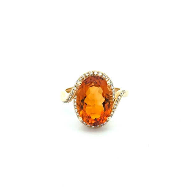 Closeup photo of 14K YG 8ct Oval Madeira Citrine & .30tcw Diamond Ring 5.2g, s7