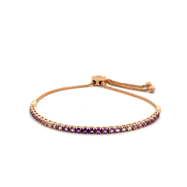Closeup photo of 14K RG LeVian 1.75tcw Amethyst to Quartz Ombre Bolo Bracelet 7.7g, sizeable