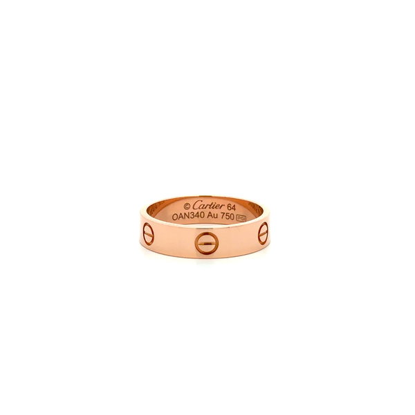 Closeup photo of 18K RG CARTIER Love 5.5mm Band Ring 7.0g, s64(10.75) Complete Box & Papers