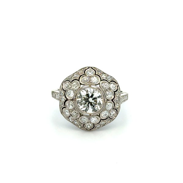 Closeup photo of Platinum 1.05ct Diamond & 1.50tcw RBC Diamond Ring 6.8g s6.75