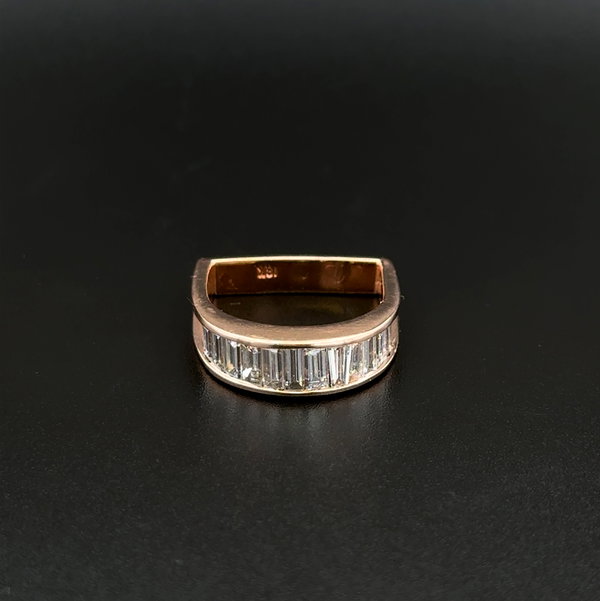 Closeup photo of 18K RG 1.20tcw Baguette Diamond Dome 5.3mm Band Ring Flat Bottom 5.4g, s6
