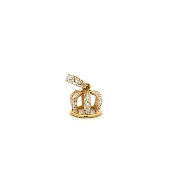 Closeup photo of 14K YG .10tcw RBC Diamond Crown Pendant Openable Bale 1.9g