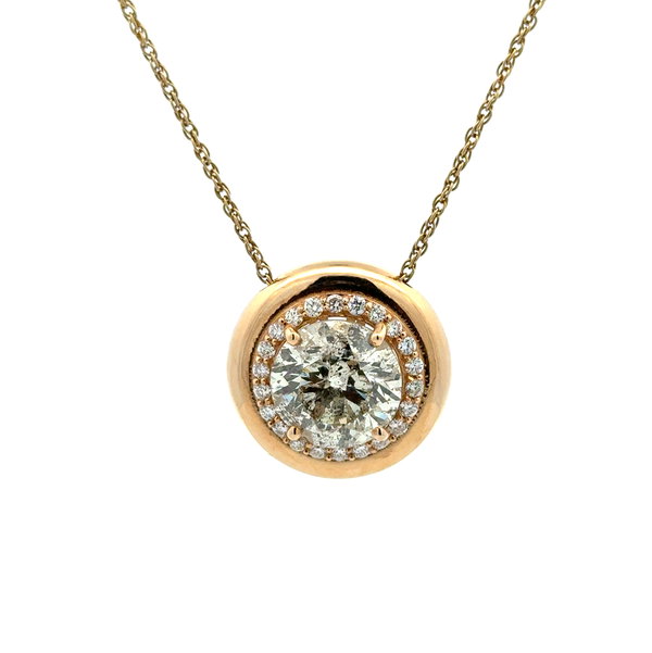 Closeup photo of 14K YG 10.32ct RBC Diamond & .75tcw Diamond Drop Pendant 14.8g, 18"