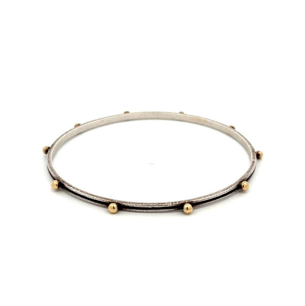 Closeup photo of Silver & 14K YG Armenta Bangle Bracelet 10.9g
