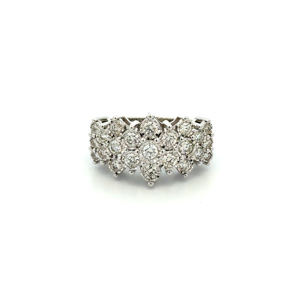 Closeup photo of 14K WG 1.30tcw RBC Diamond Cluster Band Ring 6.8g, s7