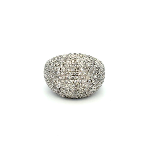 Closeup photo of 14K WG 2.85tcw RBC Diamond Pave Dome Ring 13.1g, s8